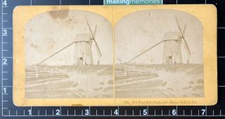 Stereoview Card - Old Windmill - Nantucket,  Mass - Kilburn Brothers