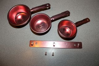 Vintage 3 Color Craft Copper Colored Aluminum Measure Cups W/ Hanger