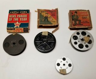 16mm Film Movies Jerry On The Job,  Charlie Chaplin,  News Parade Of The Year 1944
