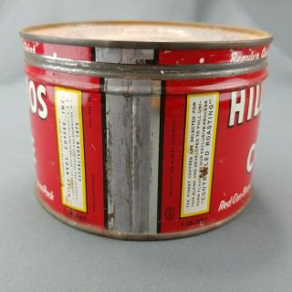 Hills Bros Coffee Can Vintage Metal Tin Empty One Pound Size Red 3