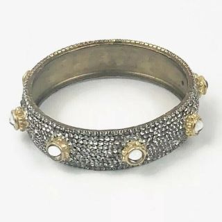 Vintage Deanna Hamro Signed Rare Gold Tone Crystals Bangle Bracelet Jewelry