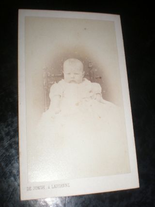 Cdv Photograph Baby In Chair By De Jongh Lausanne Switzerland 1870s R515 (4)