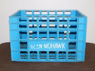 Vintage Glen Mohawk Blue Plastic Milk Bottle Box Crate