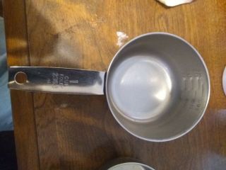 Vintage Set of 4 Foley Script Measuring Cups Stainless 1/4,  1/3,  1/2 & 1 Cup 2