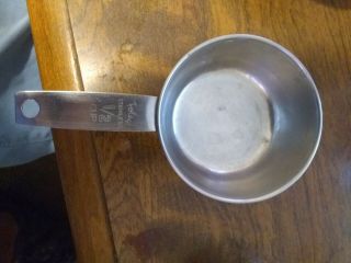 Vintage Set of 4 Foley Script Measuring Cups Stainless 1/4,  1/3,  1/2 & 1 Cup 3