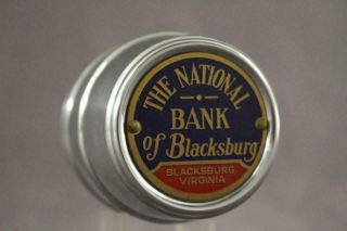 Vintage Metal National Bank Advertising Blacksburg Virginia Barrel Of Money