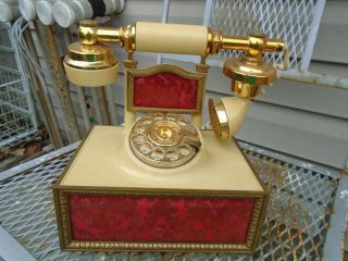 Vintage French Style Telephone Deco - Tel Rotary Red Ivory Phone Art Deco Dial