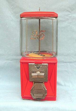 Glass Globe 25 Cent Candy Or Peanut Vending Machine With Key