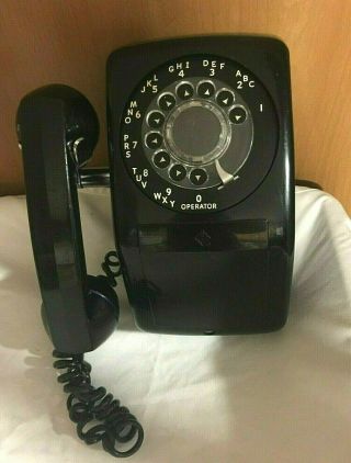 Vtg Automatic Electric Black Telephone Ae Rotary Dial Wall Phone N902 C42