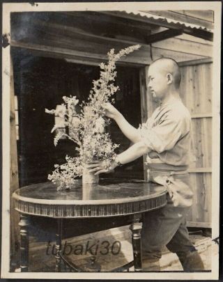 16 China Wuhan Wuchang 武漢武昌 1930s Photo Arrange Flowers By Japanese Soldier
