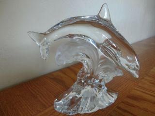 1995 Lenox Fine Lead Crystal Glass Dolphin On Wave Statue Figurine Germany 6 "