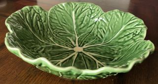 Bordallo Pinheiro 11.  5 " Green Cabbage Leaf Salad Serving Bowl Made In Portugal