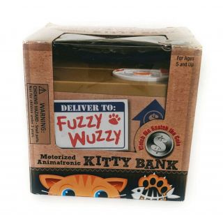 Animated Fuzzy Wuzzy Sly Kitty Cat Peek - A - Boo Mechanical Novelty Piggy Bank