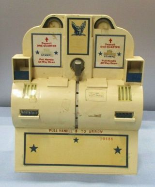 Vintage U.  S.  Postage Stamp Dispenser / Vending Machine Coin Operated With Key