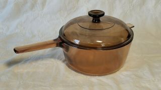 Corning Visions Visionware 2.  5l Amber Sauce Pot With Lid Cover
