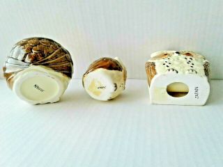 Enesco Ceramic Owl sugar bowl Toothpick Napkin Holder Brown White Japan VINTAGE 2