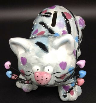 Cat Piggy Bank Ganz Bella Casa Cat Hearts Collectible W/ Stopper