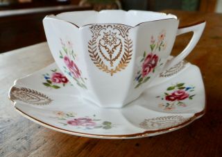 Vintage Shelley Queen Anne Shape Tea Cup And Saucer