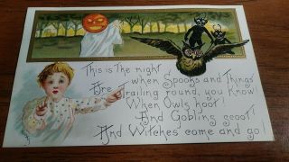 Vintage 1910 Halloween Post Card With Giblins & Whites L&e Series 2262