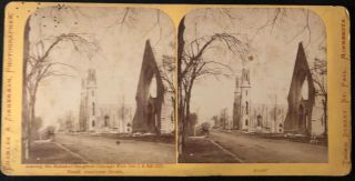 Rare 1860s Chicago Pre/post Fire Double Sided Dearborn Street Stereoview Nr