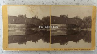 B.  C.  & M Railroad Early Stereoview Of Trains At Woodsville Hampshire