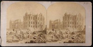 1860s Chicago pre/post fire double sided Court House Stereoview Zimmerman 2