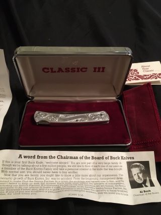 Vintage Buck Classic 3 Iii 513 Aluminum Lockback Pocket Knife Case