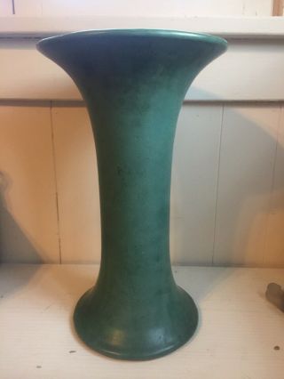 Vintage Large Matte Green Arts Grafts Roseville Peters Reed? Art Pottery Vase
