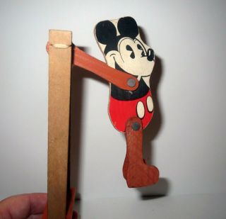 Antique 1930s Walt Disney Rare Mickey Mouse - Animated Spinning Wood Toy