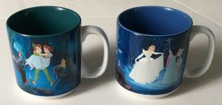 Walt Disney Store Classic Peter Pan And Cinderella Coffee Mugs / Tea Cups