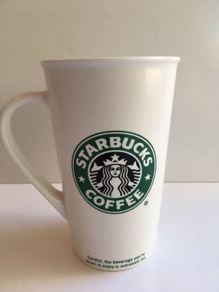 2006 Starbucks White Tall Matte Coffee Mug Mermaid Logo Ceramic 16 Oz.