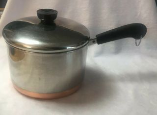 Vintage 1801 Revere Ware Copper Clad Bottom 3 Qt Sauce Pan W/lid
