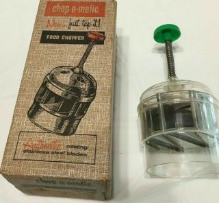 Vintage Chop - O - Matic By Popeil Giant Food Chopper Stainless Rotating Blades