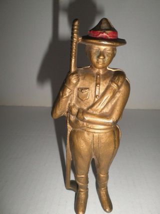 Great Old Cast Iron Boy Scout - Soldier Boy Still Bank 1910 - 1934