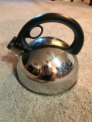 Vintage 1801 Revere Ware Stainless Steel Tea Kettle With Copper Bottom