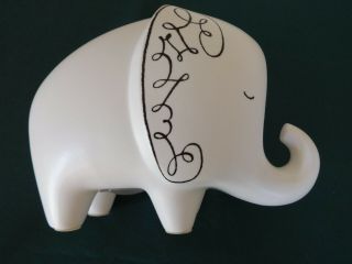 Chubby Elephant Piggy Bank - Kate Spade - Woodland Park Ceramic White/black