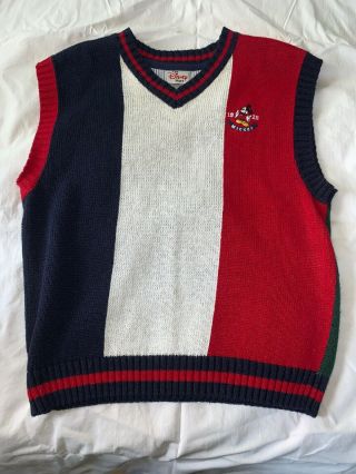 Disney Store 1928 Mickey Mouse Vest Sz L Golf Sweater Embroidered Golf Pullover