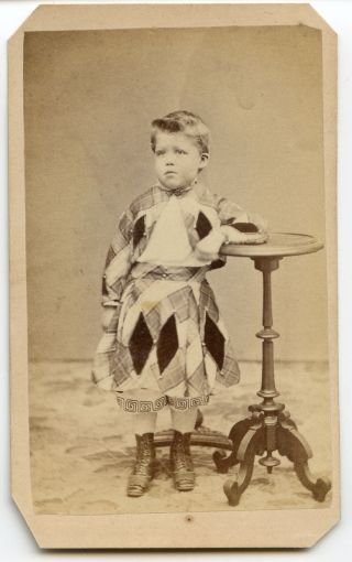 Unusual Clothes Young Boy Circa 1860 - 70 Cdv Photograph Carte De Visite