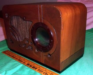 1936 Montgomery Wards Airline Art Deco Wood Radio Cabinet Model 62 - 425 2