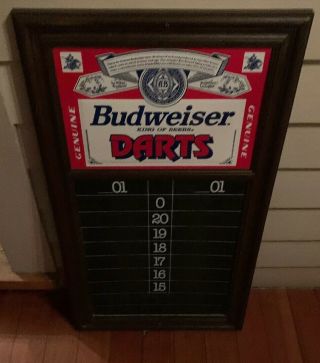 Vintage Budweiser Pub Master Dart Board Sign Cricket Darts Scoreboard Bar Score