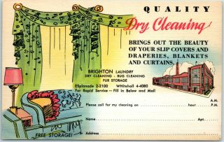 Vintage Brooklyn Ny Advertising Postcard Brighton Laundry Dry Cleaning Linen