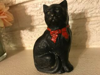 Seated Cat With Bow Cast Iron Still Bank Possibly By Grey Iron Casting Or Wright