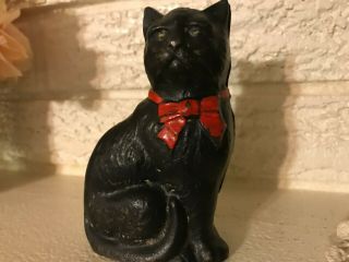 Seated Cat with Bow Cast Iron Still Bank possibly by Grey Iron Casting or Wright 2
