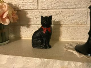 Seated Cat with Bow Cast Iron Still Bank possibly by Grey Iron Casting or Wright 3