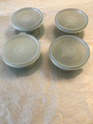 Vintage Tupperware Pudding Parfait Dessert Cups W/lids 754 - 16set Of 4 Smoky Gray