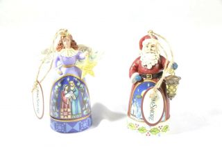 Jim Shore Christmas Ornaments Set of 2 Santa with Lantern and Angel with Star 3