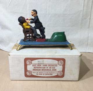 Book Of Knowledge Mechanical Bank - " The Dentist " / Box