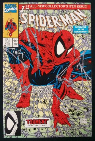 Spider - Man 1 Signed Todd Mcfarlane With Stamp And Letter 1990 Torment Marvel