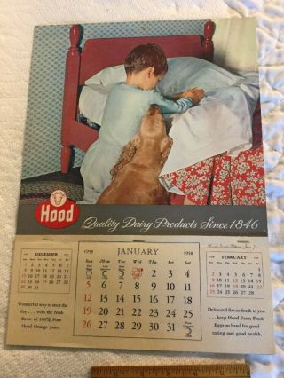 Vintage 1958 Calendar H P Hood Milk Dairy Christmas Gift From Delivery Salesman