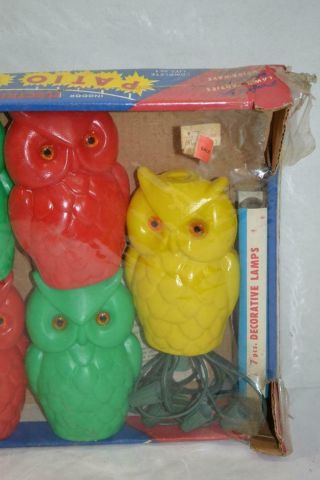 Vintage Belco Yuletide Owl Blow Mold Patio Party String Lites Lights 2